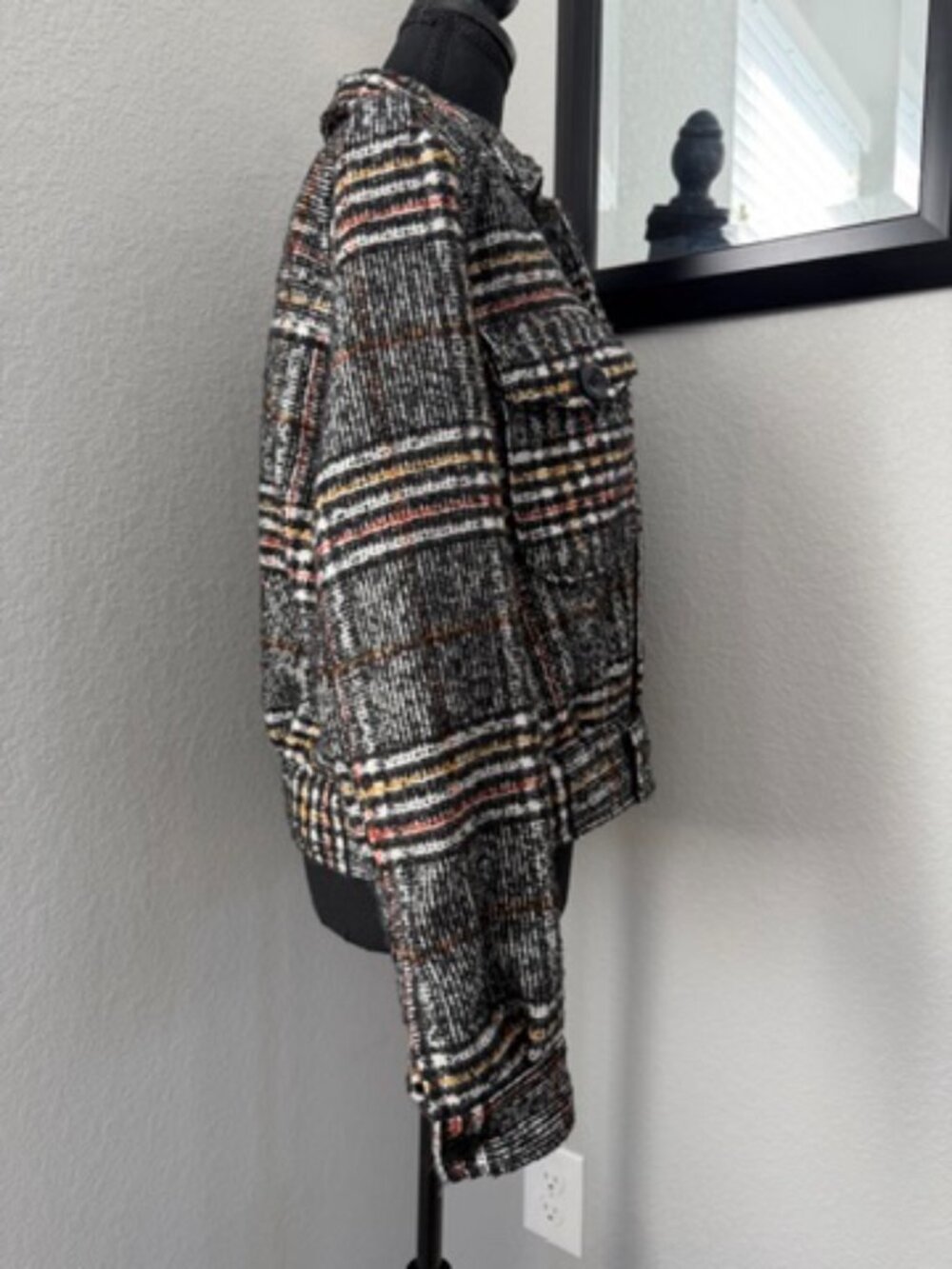 FREE PEOPLE Eisenhower Slouchy Plaid Tweed Jacket Small - Picture 6 of 14
